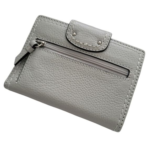👛 COACH Light Gray Leather Vintage Wallet Turn Lock Pocket Card Holder - Picture 2 of 6